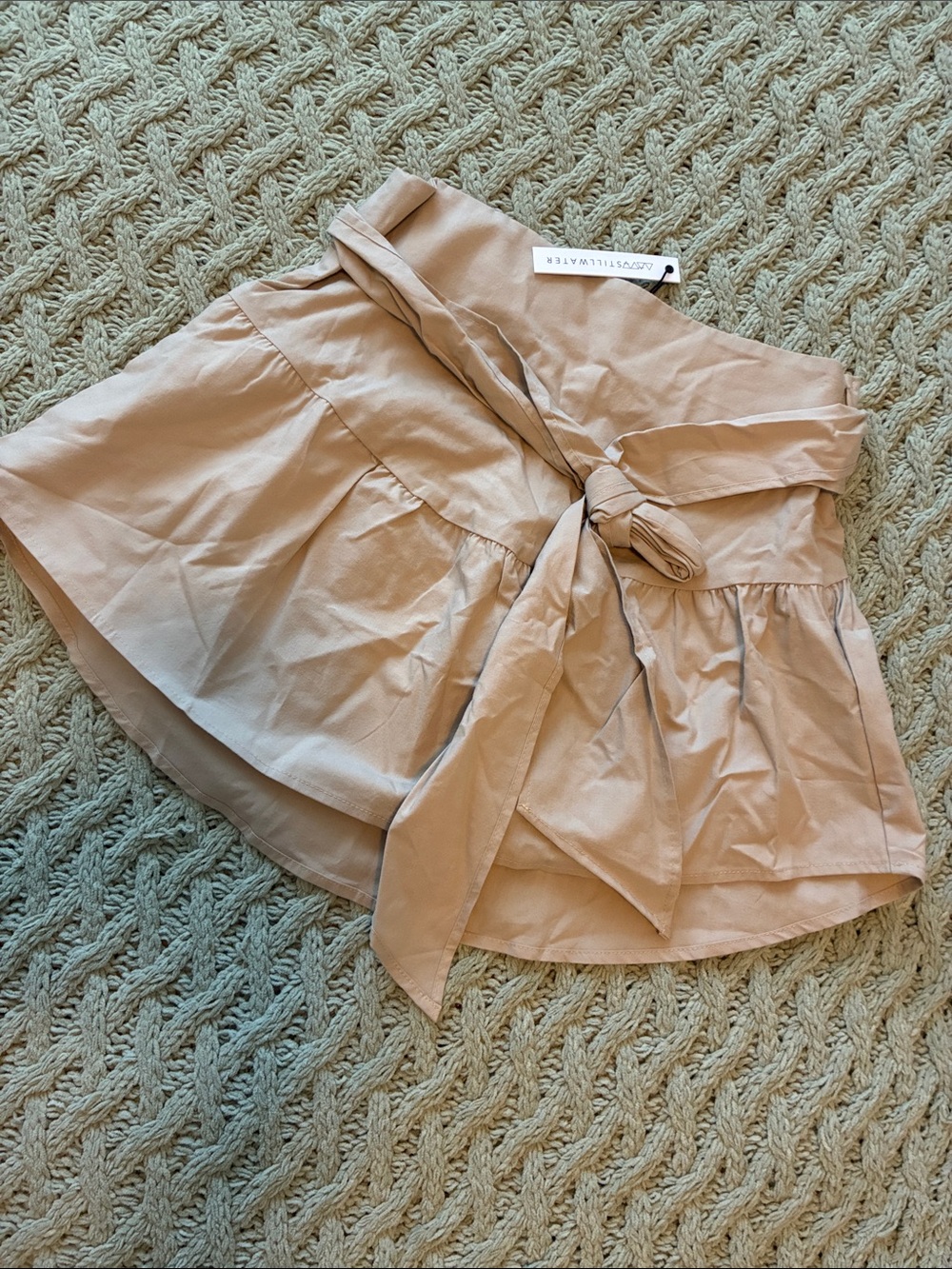 Stillwater Tan Tie-Waist Mini Skirt